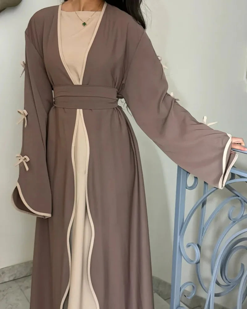 Şık Fiyonklu Elbise & Hırka 2 Parçalı Takım