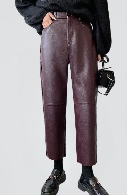 Straight Leg Deri Pantolon