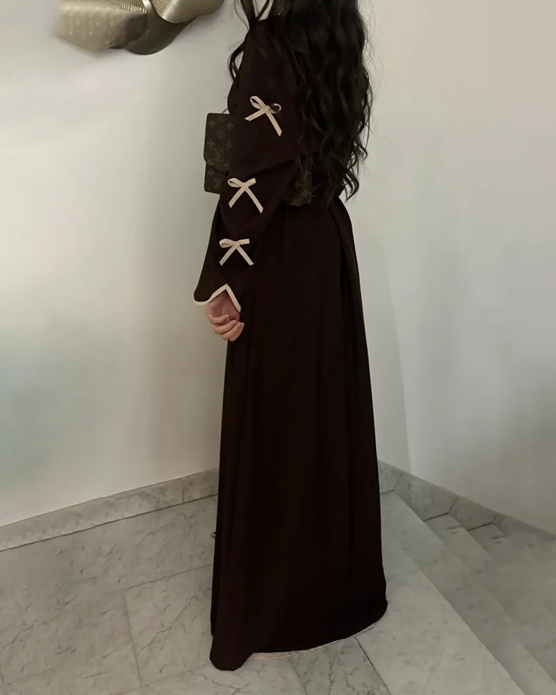 Şık Fiyonklu Elbise & Hırka 2 Parçalı Takım