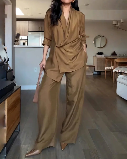 Uzun Kol Gömlek & Bol Paça Pantolon Takım