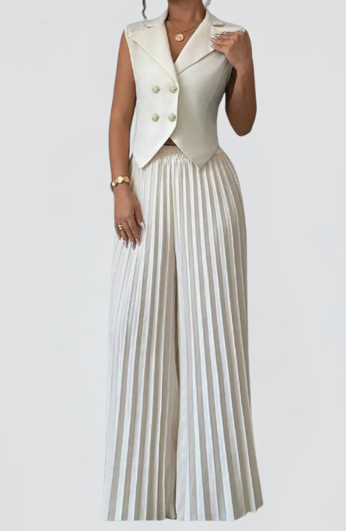 Yelek & Pileli Pantolon Takım