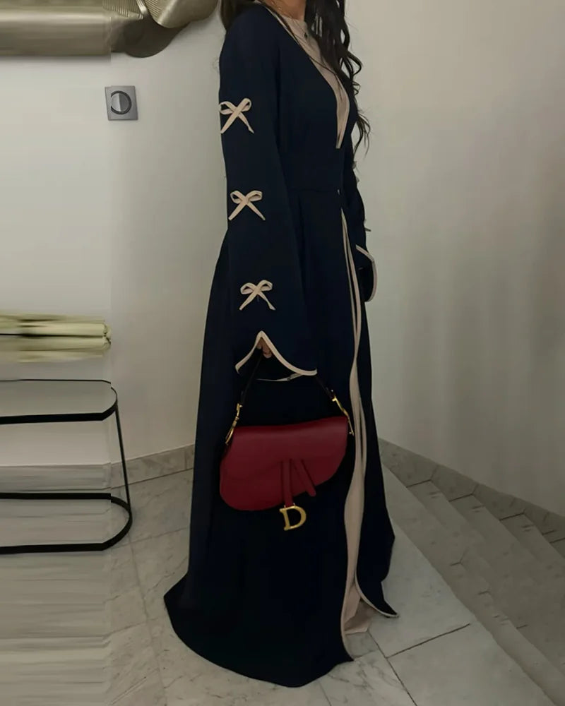 Şık Fiyonklu Elbise & Hırka 2 Parçalı Takım