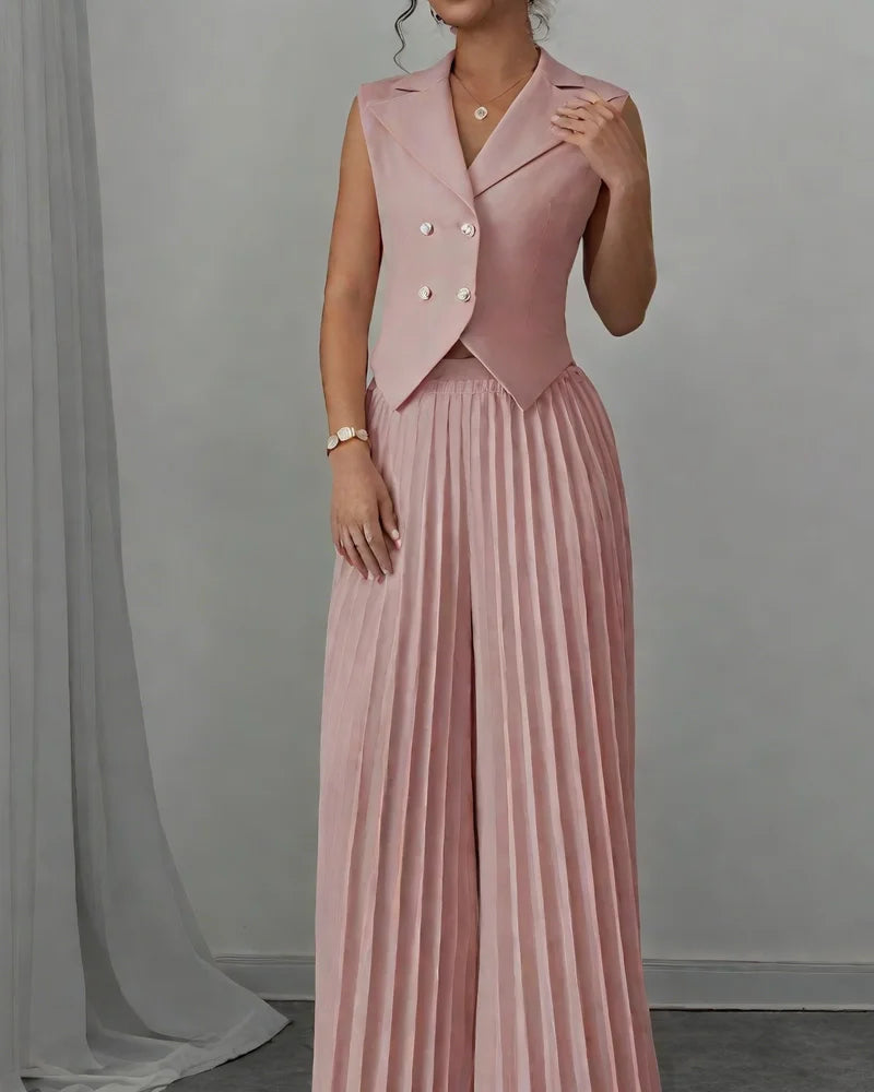 Yelek & Pileli Pantolon Takım