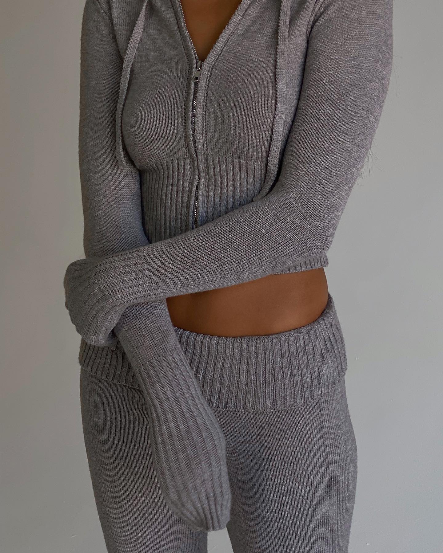 Bel Detaylı İkili Örme Takım - Mivora Moda