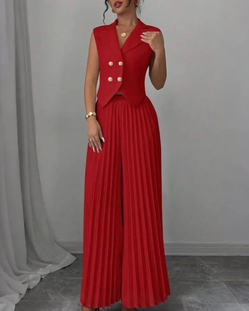 Yelek & Pileli Pantolon Takım