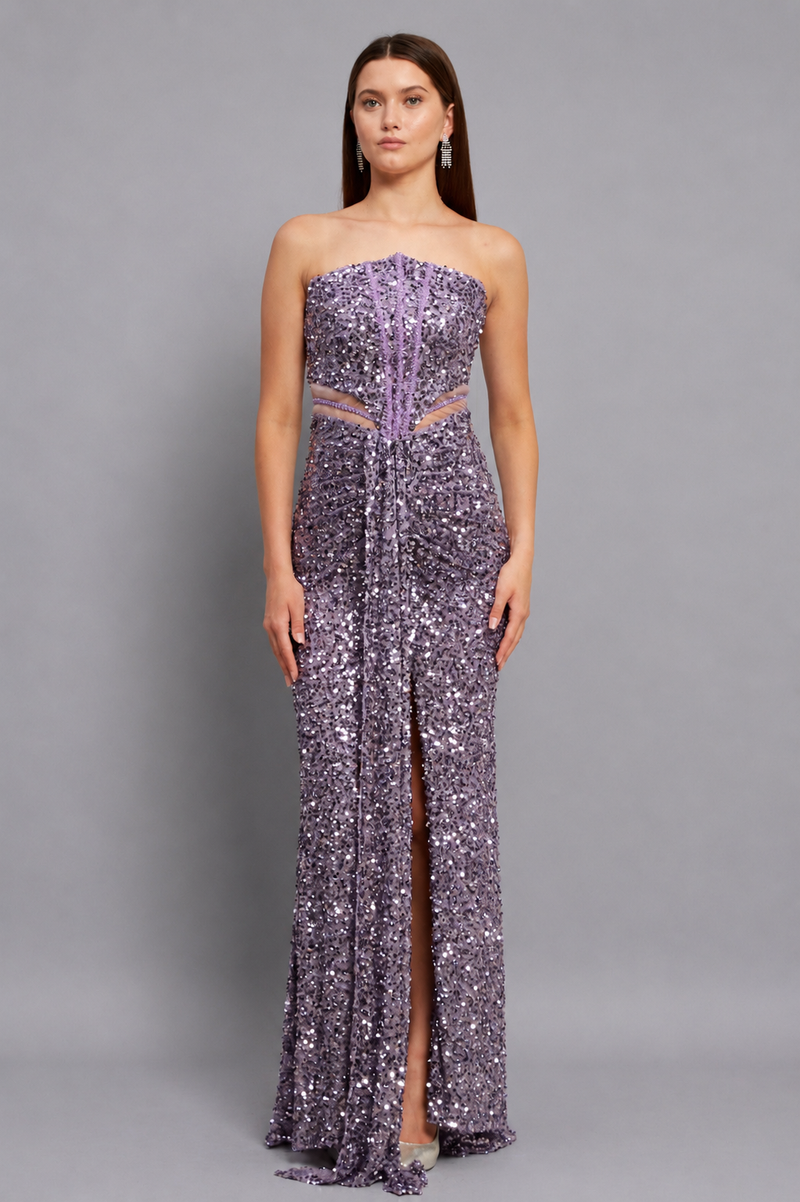 Luna Maxi Elbise - Mor - Mivora Moda