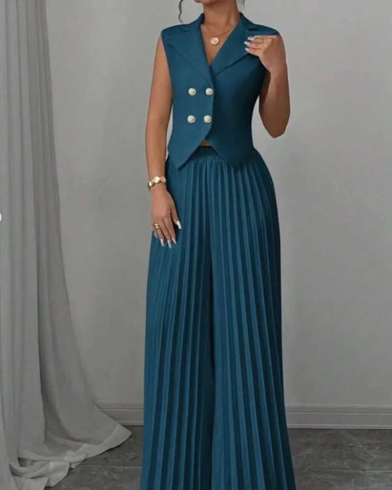 Yelek & Pileli Pantolon Takım