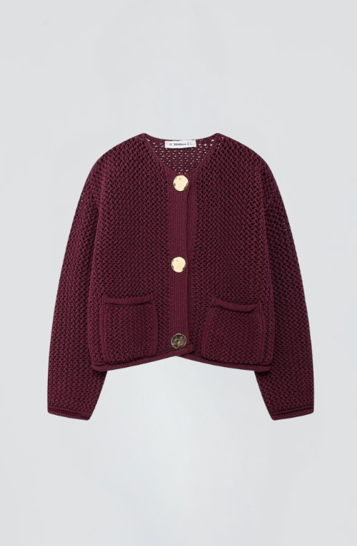 Gold Düğmeli Örgü Hırka