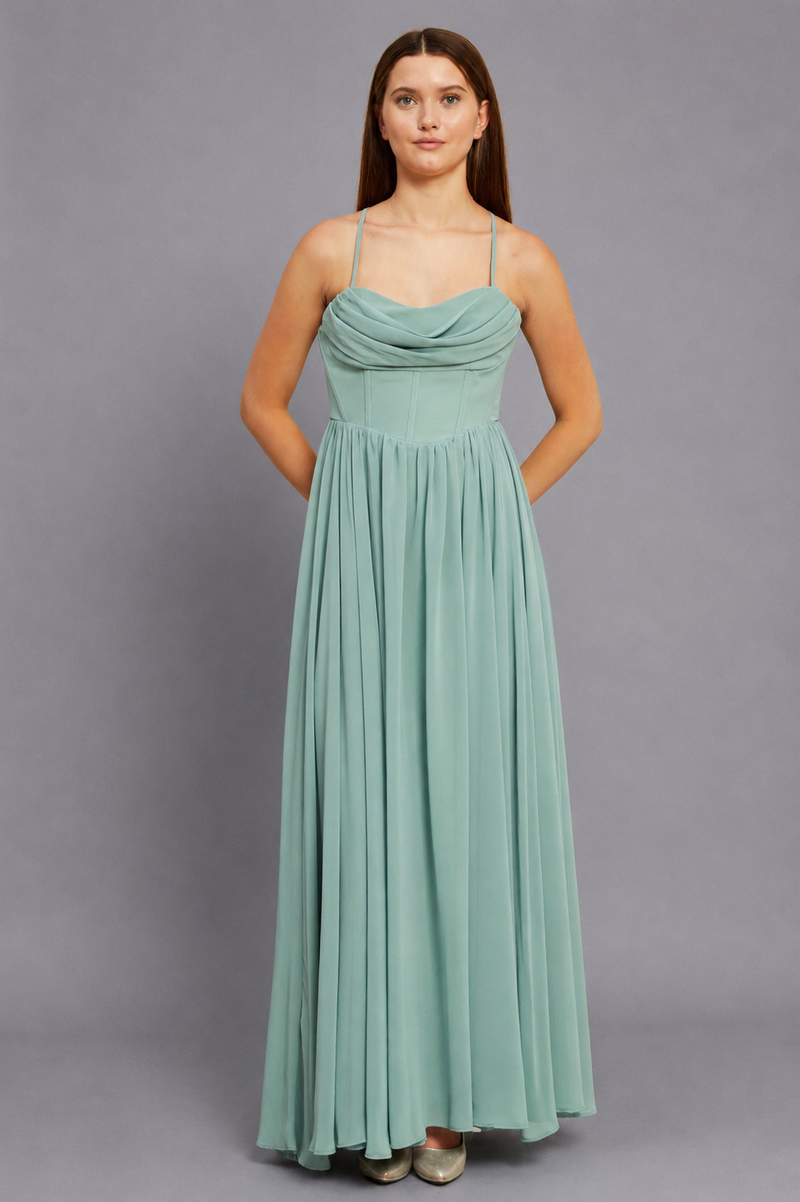 Estelle Maxi Elbise - Mint Yeşili - Mivora Moda