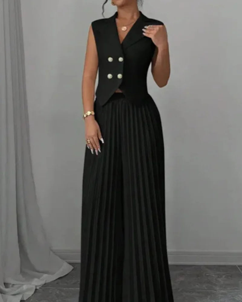 Yelek & Pileli Pantolon Takım