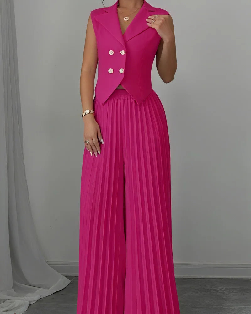 Yelek & Pileli Pantolon Takım