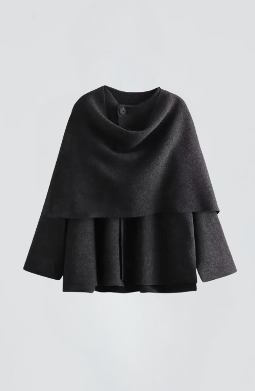 Şal Detay Kapüşonlu Ceket