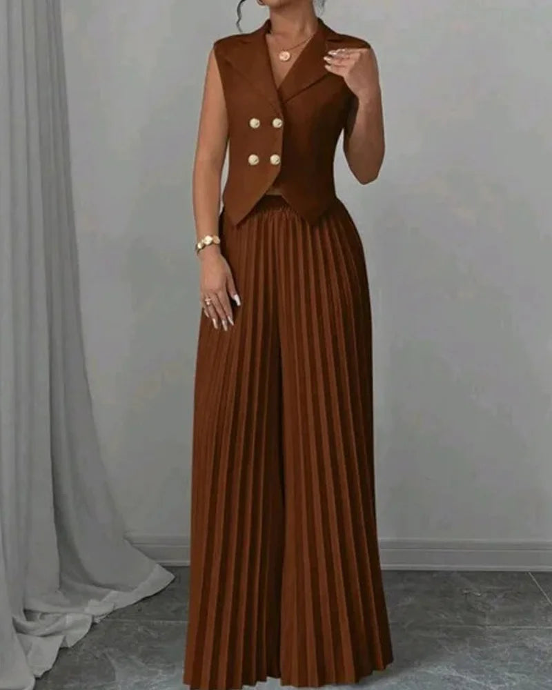 Yelek & Pileli Pantolon Takım