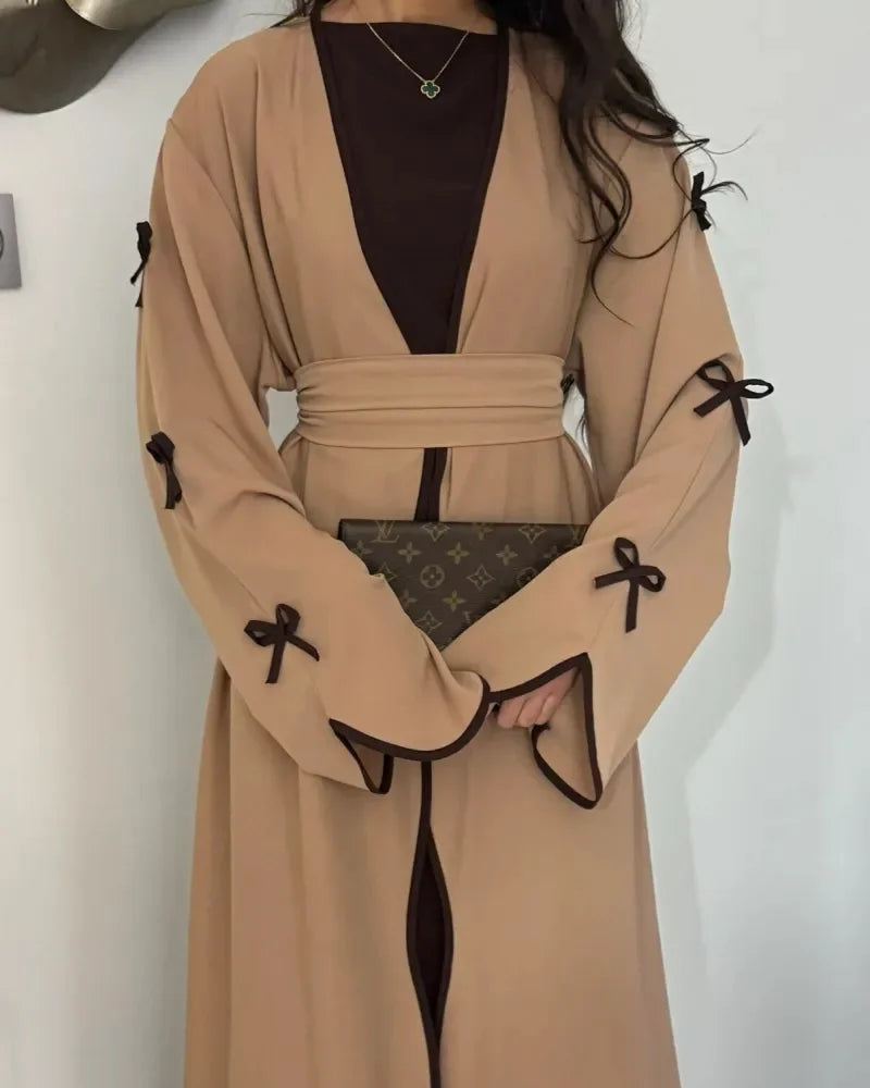 Şık Fiyonklu Elbise & Hırka 2 Parçalı Takım