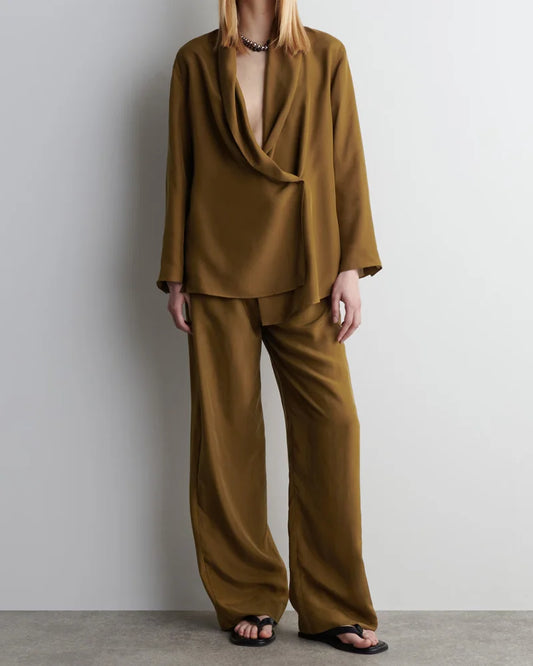 Uzun Kol Gömlek & Bol Paça Pantolon Takım - Mivora Moda