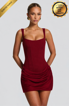 Aura Mini Elbise - Bordo
