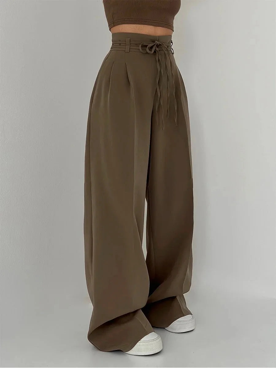 Yüksek Bel Bağcıklı Pantolon