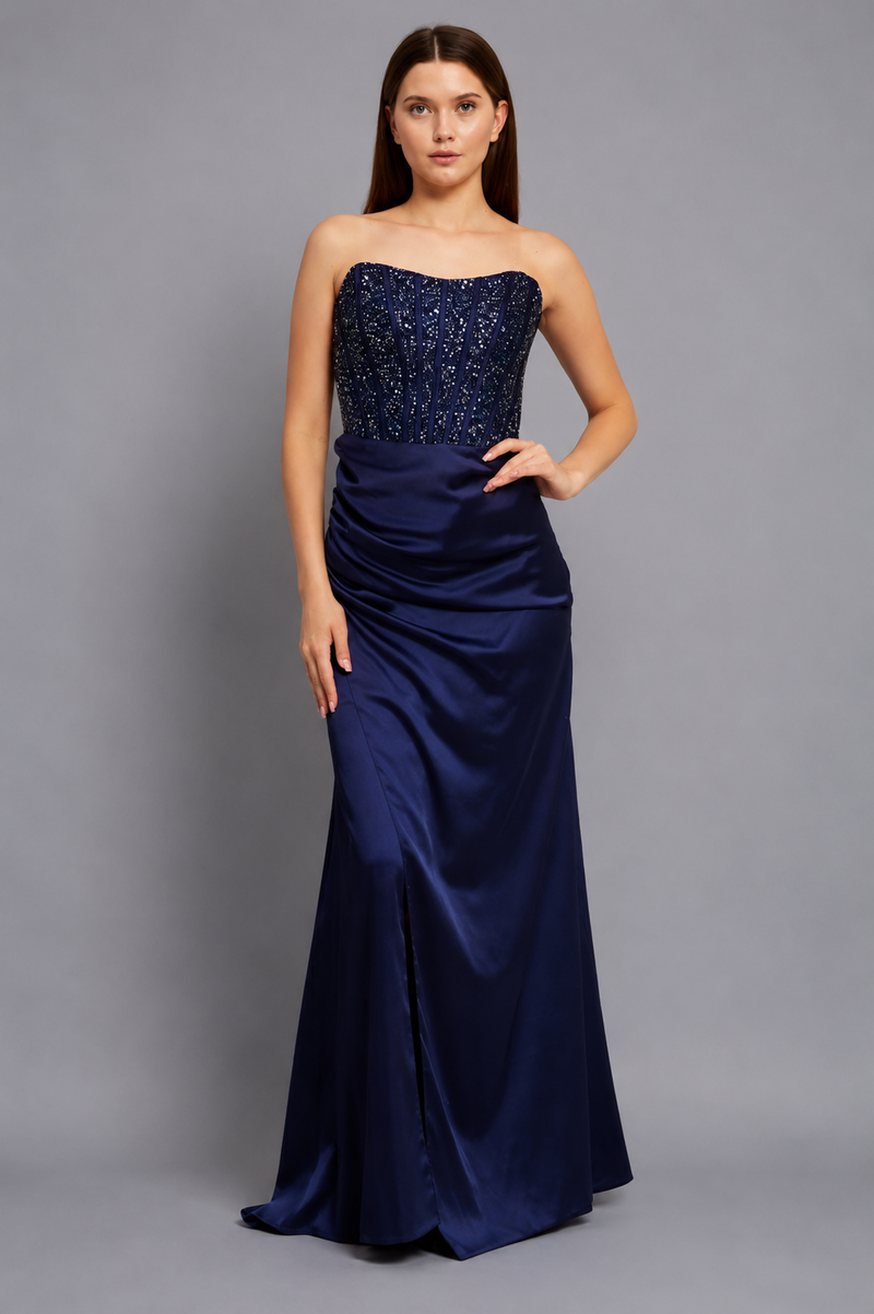 Saphira Maxi Elbise - Lacivert - Mivora Moda