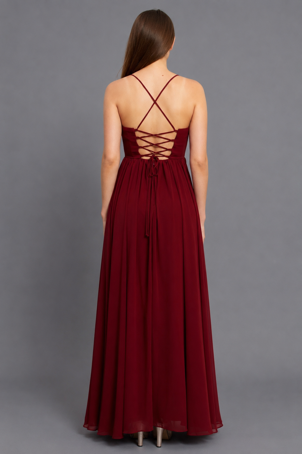 Estelle Maxi Elbise - Bordo