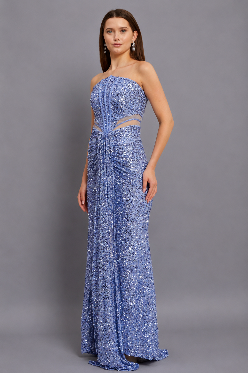Luna Maxi Elbise - Mavi - Mivora Moda