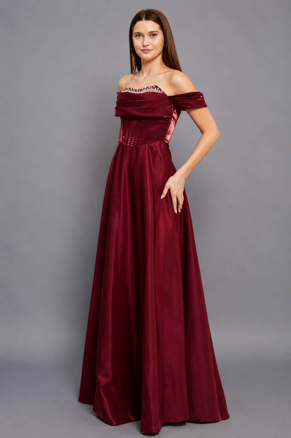 Victoria Maxi Elbise - Bordo