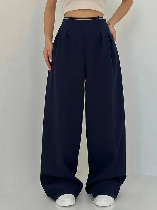 Yüksek Bel Bağcıklı Pantolon