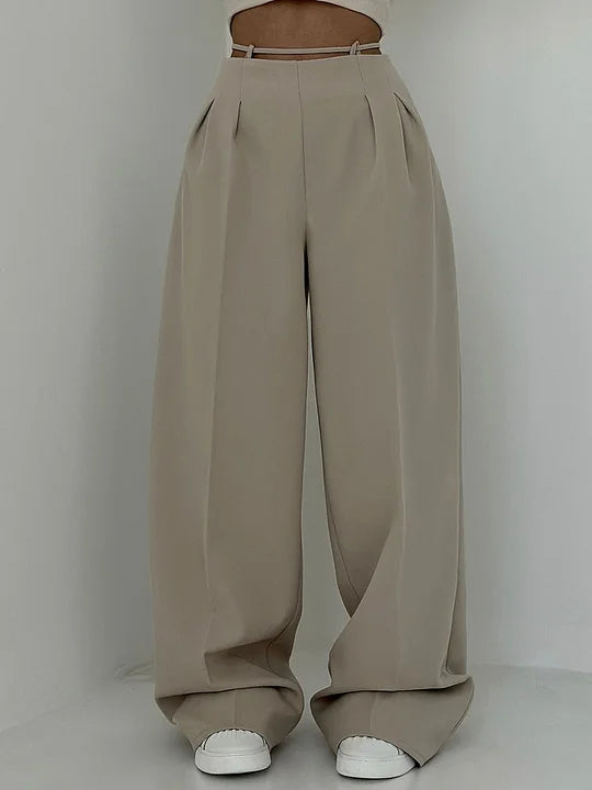 Yüksek Bel Bağcıklı Pantolon
