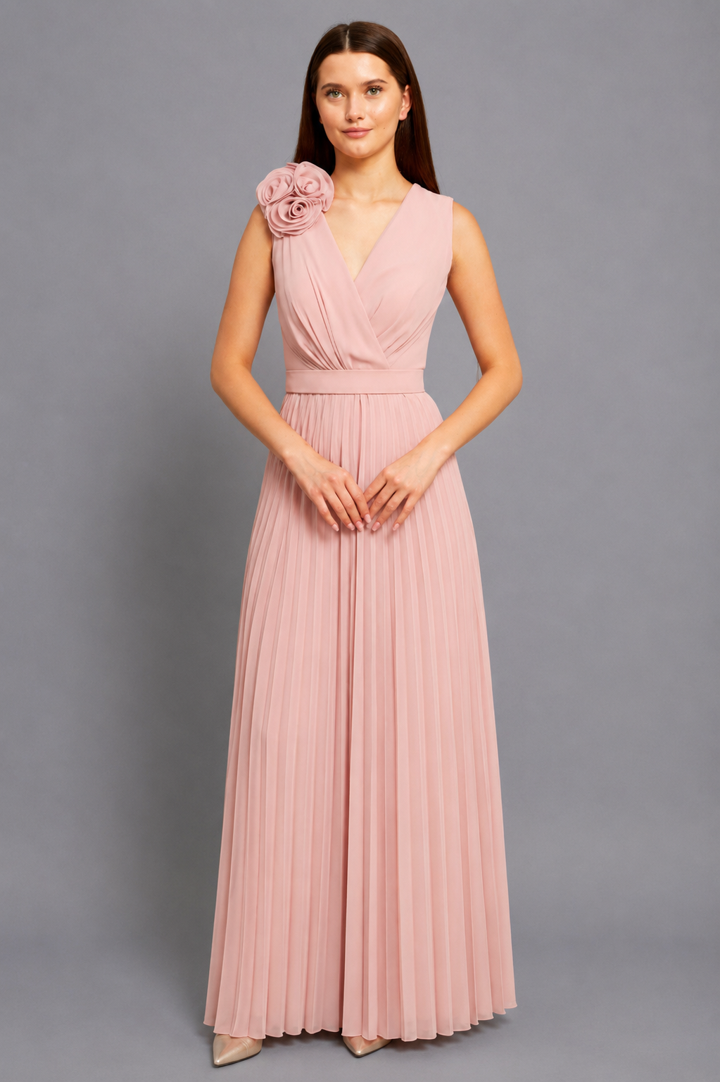 Rosalie Maxi Elbise - Toz Pembe