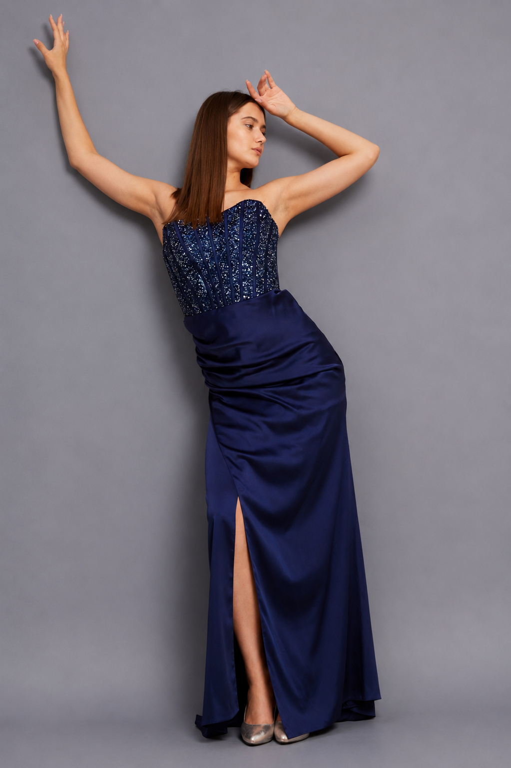 Saphira Maxi Elbise - Lacivert - Mivora Moda