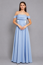 Victoria Maxi Elbise - Bebek Mavisi