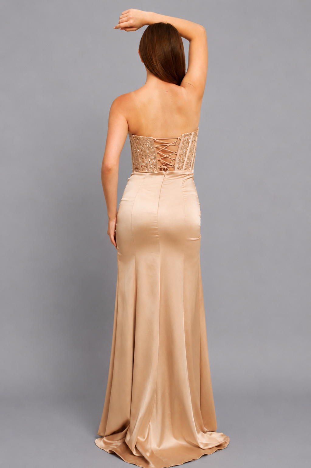 Saphira Maxi Elbise - Gold - Mivora Moda