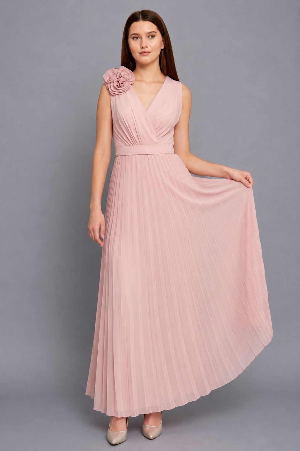 Rosalie Maxi Elbise - Toz Pembe