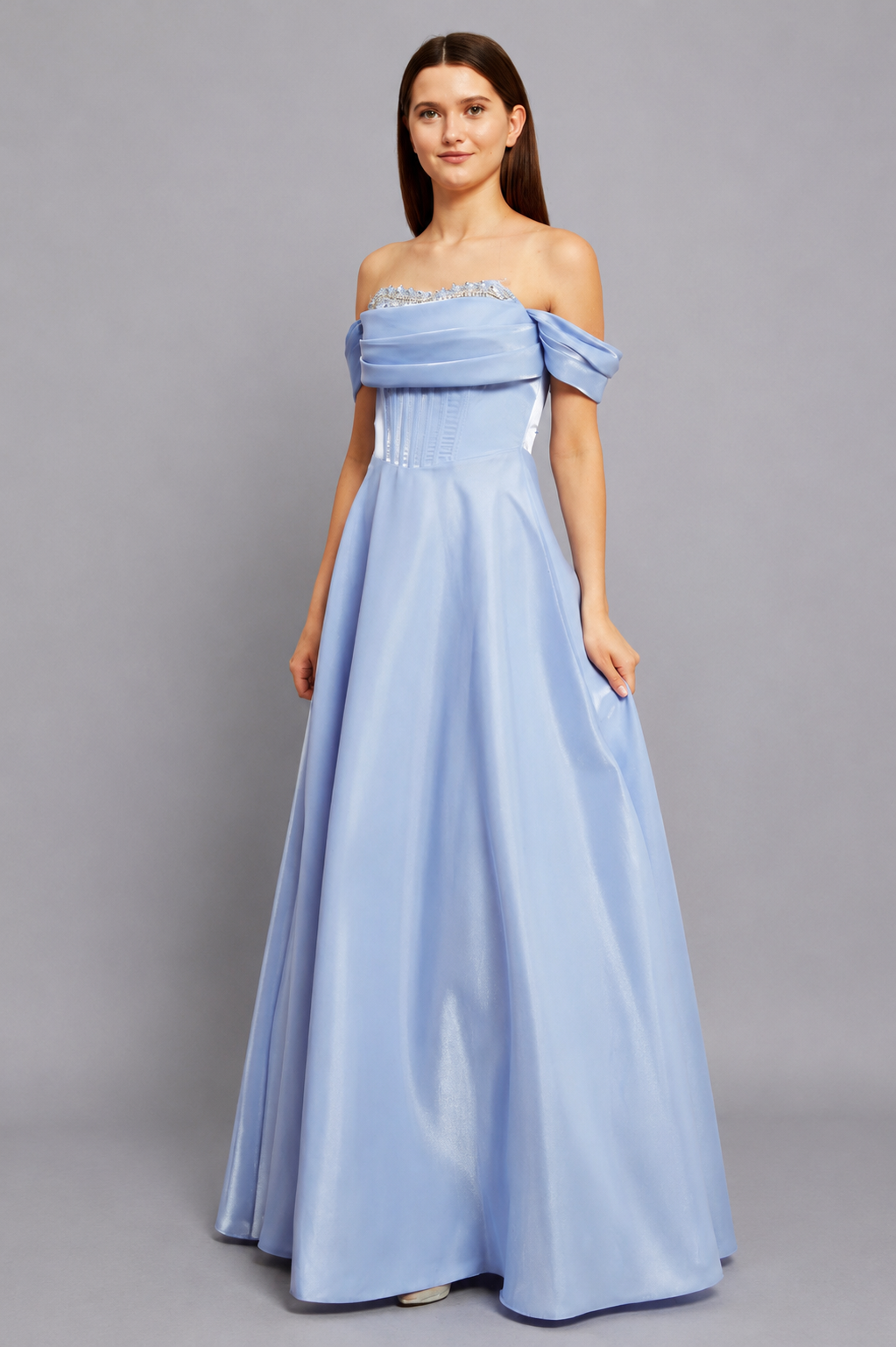 Victoria Maxi Elbise - Bebek Mavisi
