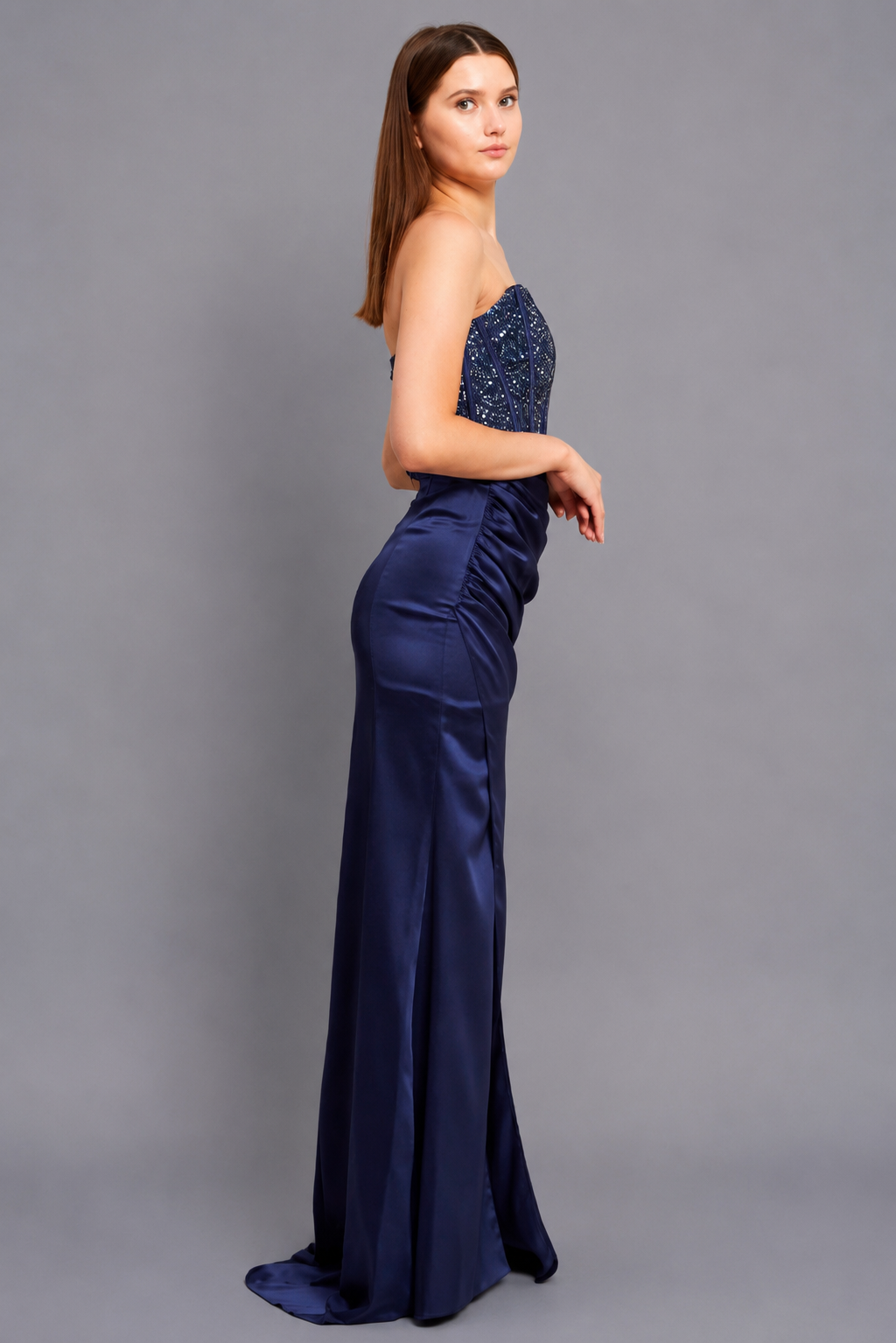 Saphira Maxi Elbise - Lacivert - Mivora Moda
