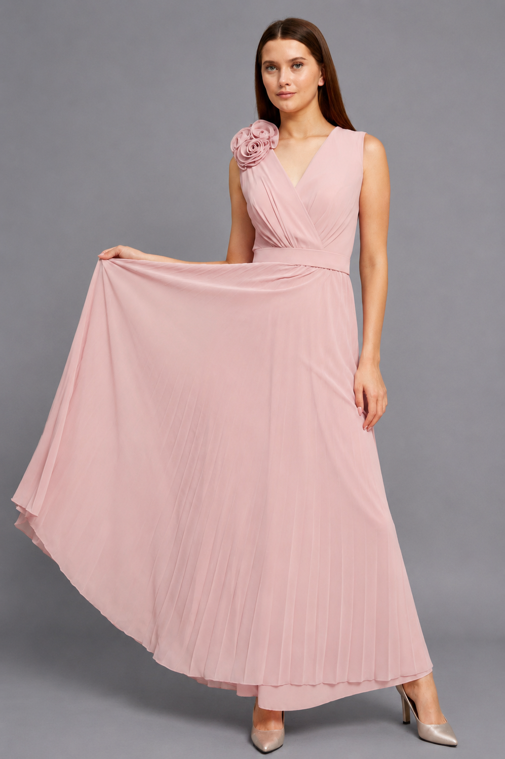 Rosalie Maxi Elbise - Toz Pembe