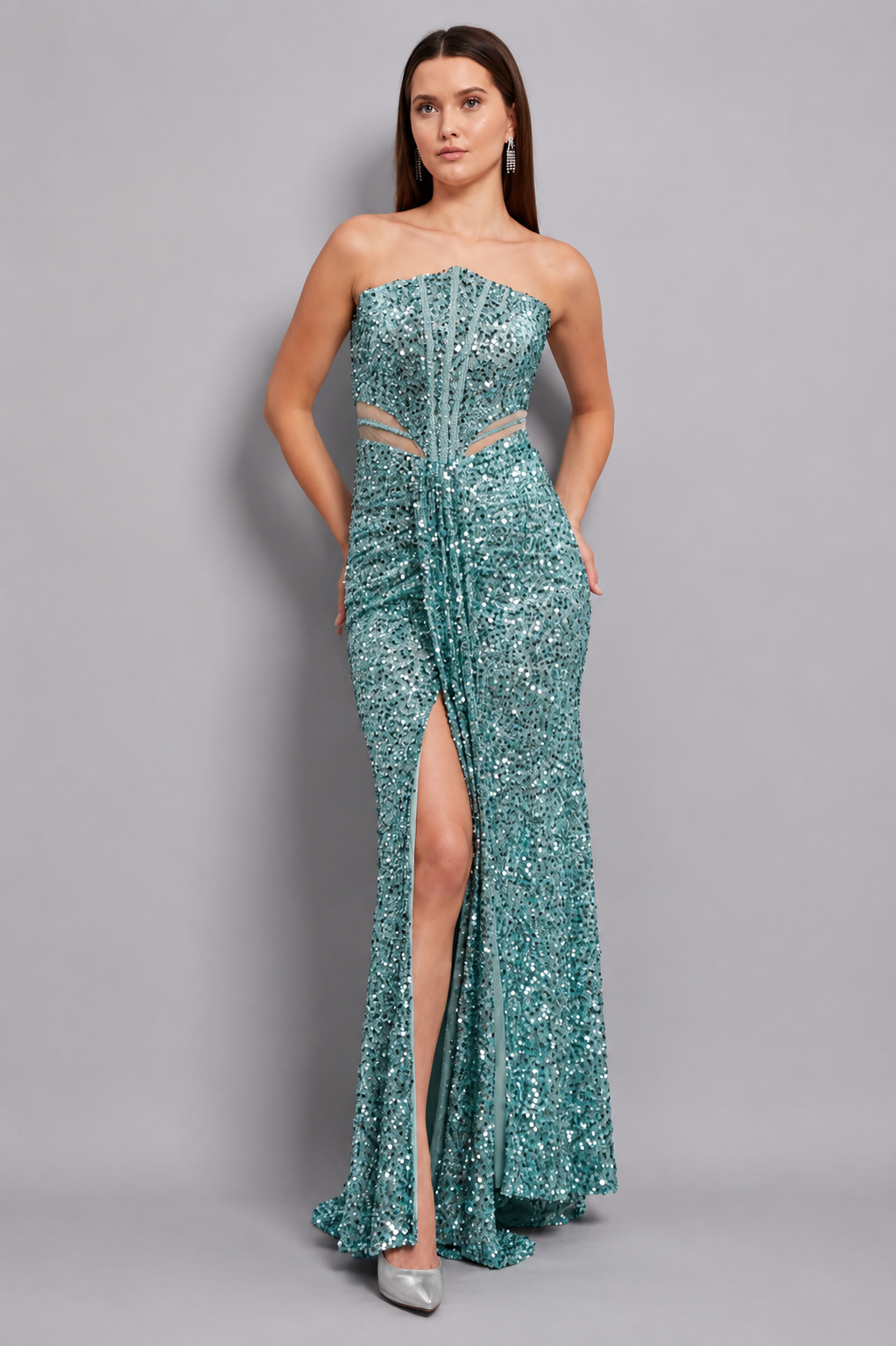 Luna Maxi Elbise - Mint Yeşili - Mivora Moda