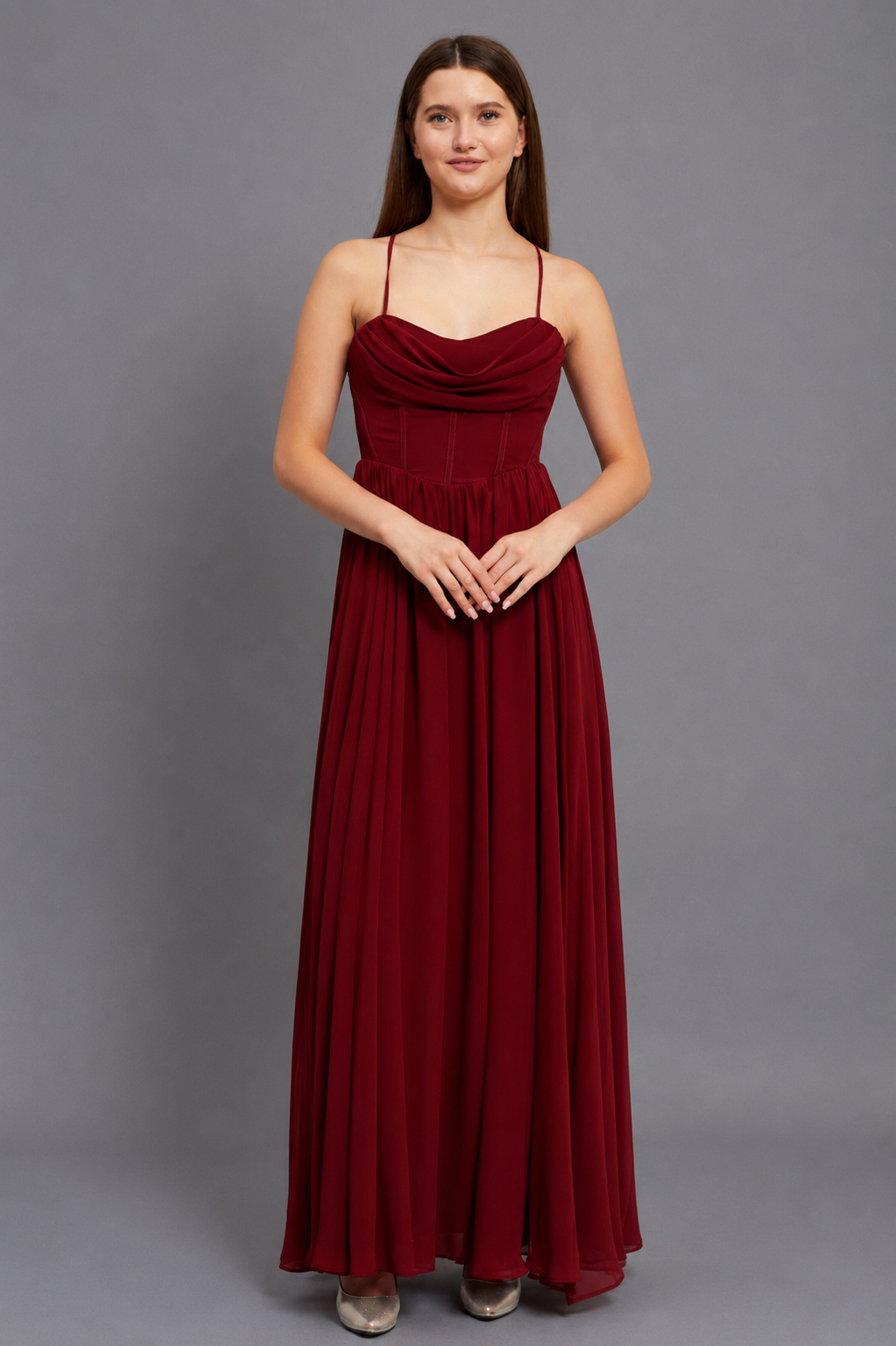 Estelle Maxi Elbise - Bordo
