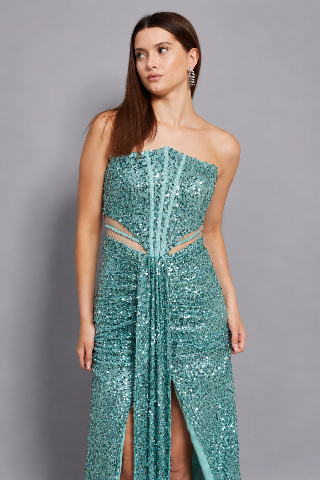Luna Maxi Elbise - Mint Yeşili - Mivora Moda