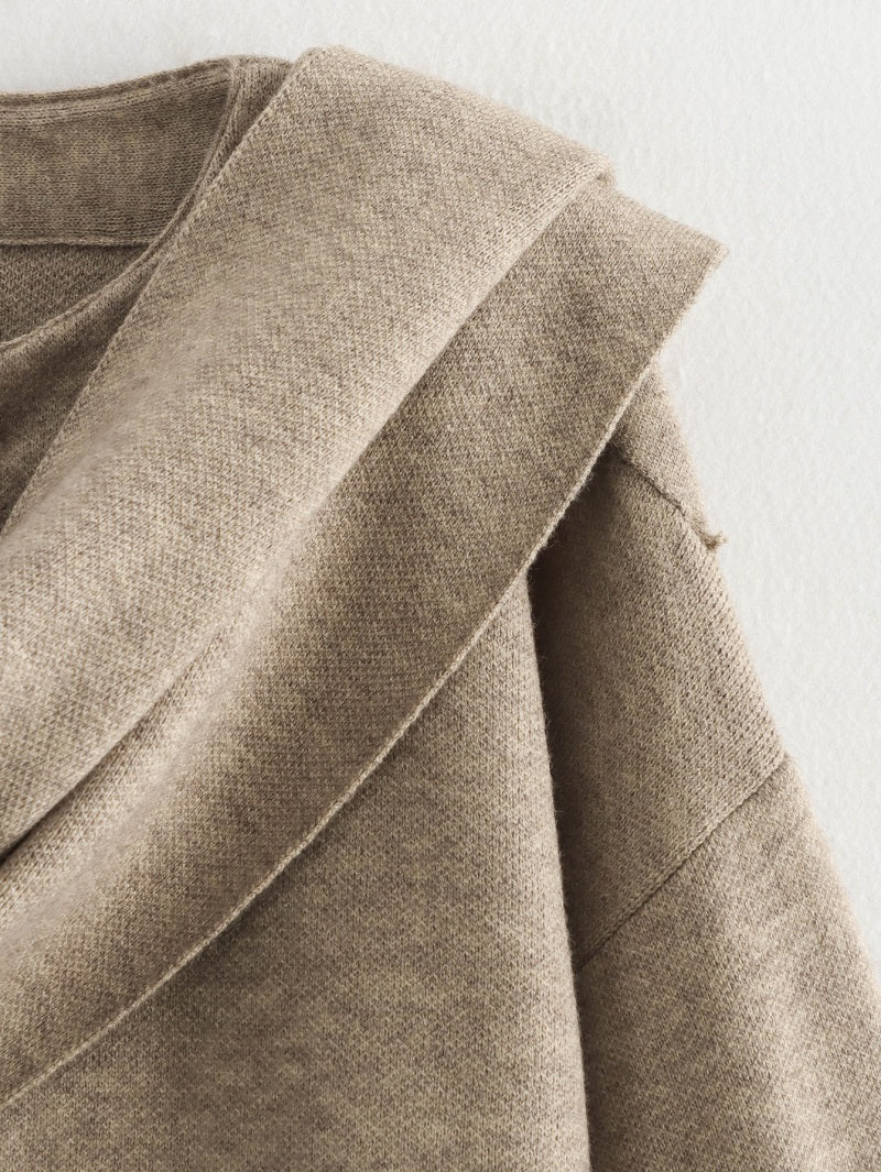 Şal Detay Kapüşonlu Ceket