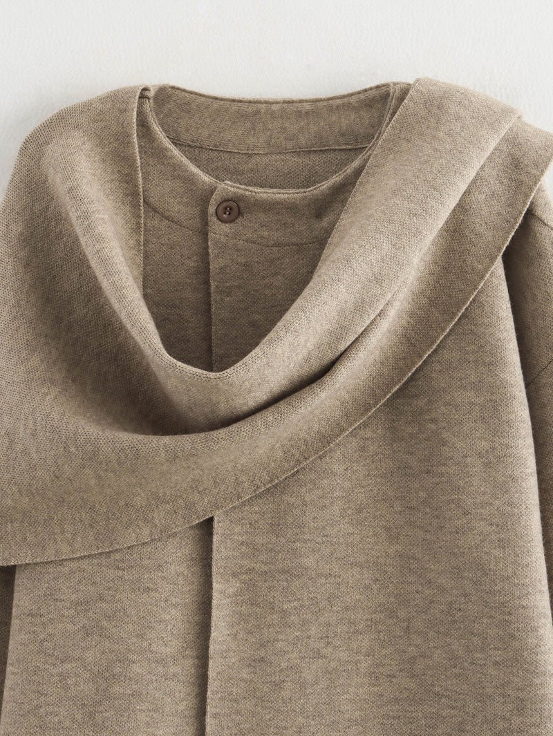 Şal Detay Kapüşonlu Ceket