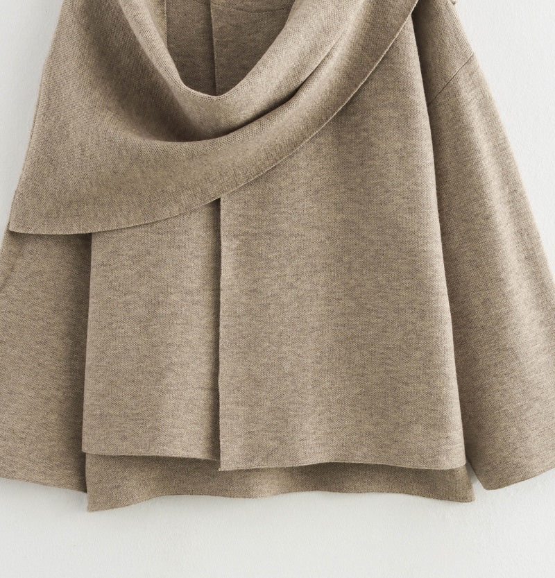 Şal Detay Kapüşonlu Ceket