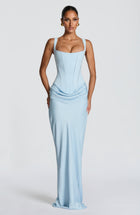 Aura Maxi Elbise - Bebek Mavisi