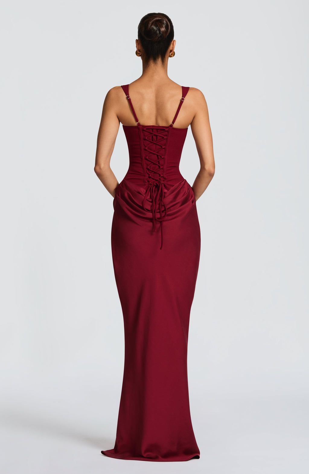 Aura Maxi Elbise - Bordo - Mivora Moda