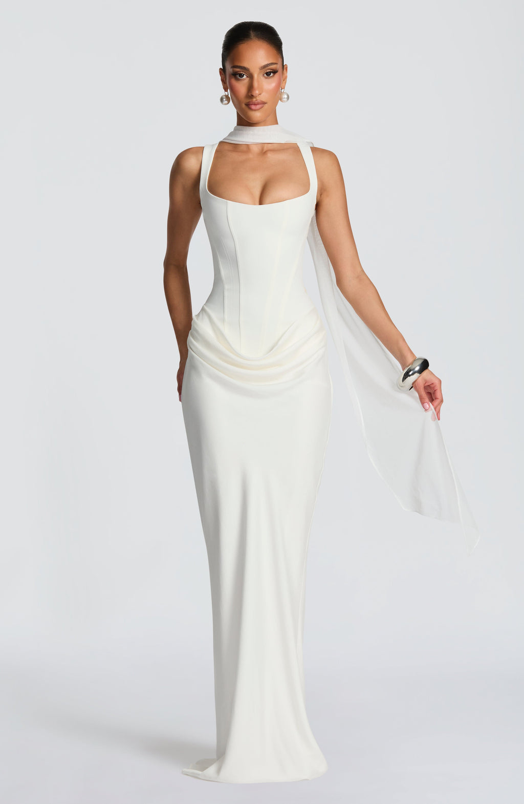 Aura Maxi Elbise - Beyaz - Mivora Moda