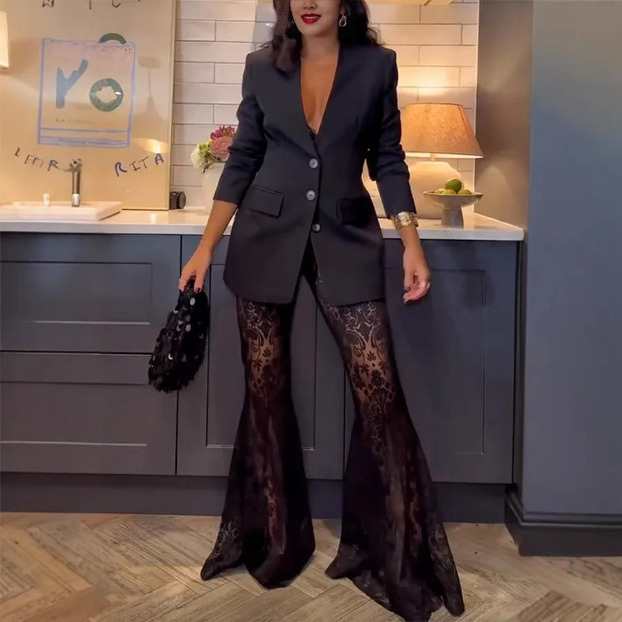 Dantel Flare Pantolon & Blazer Ceket