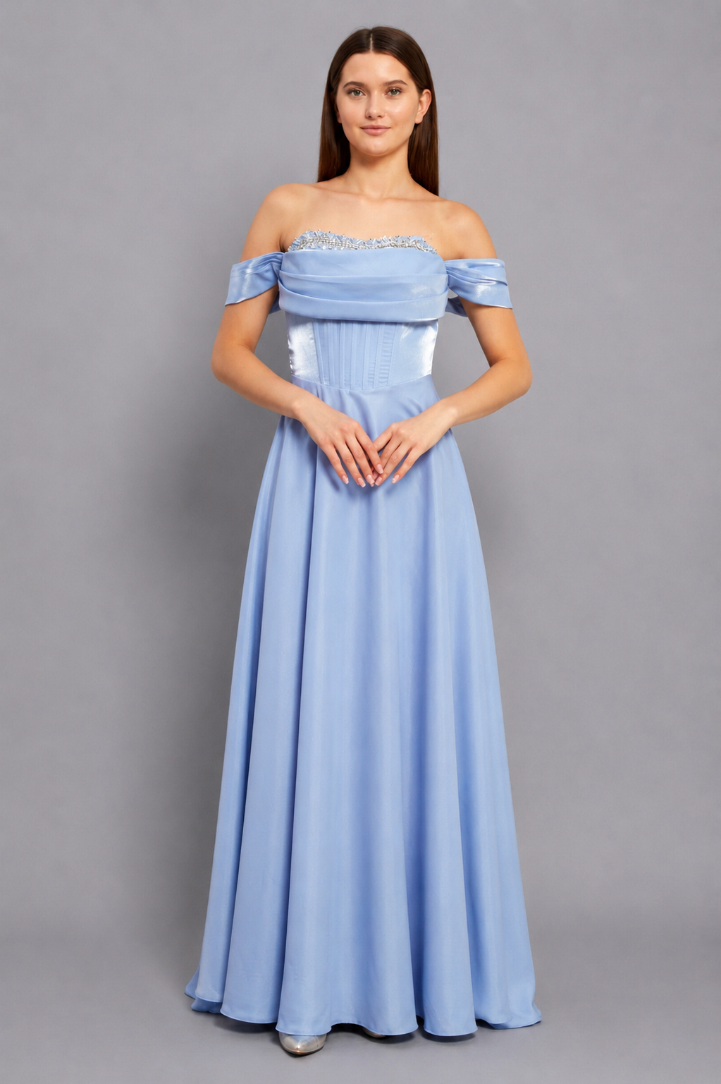 Victoria Maxi Elbise - Bebek Mavisi